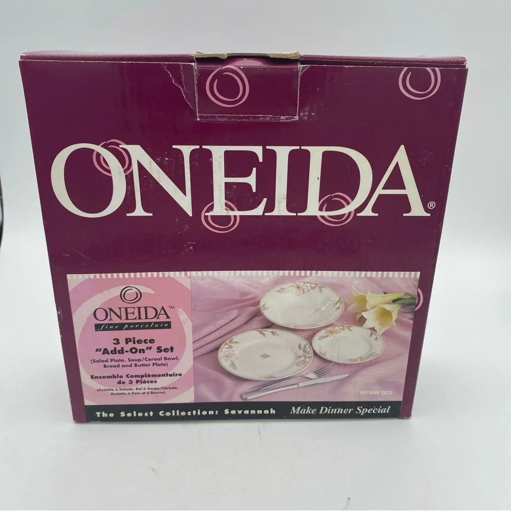 3pc add on set Oneida Porcelain Savannah salad plate soup bowl bread plate